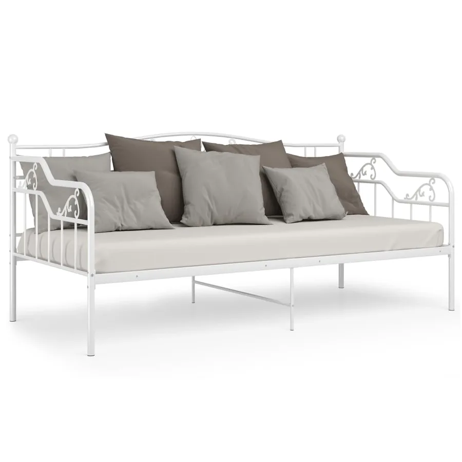 Cadre de canapé-lit sans matelas blanc métal 90x200 cm - 4