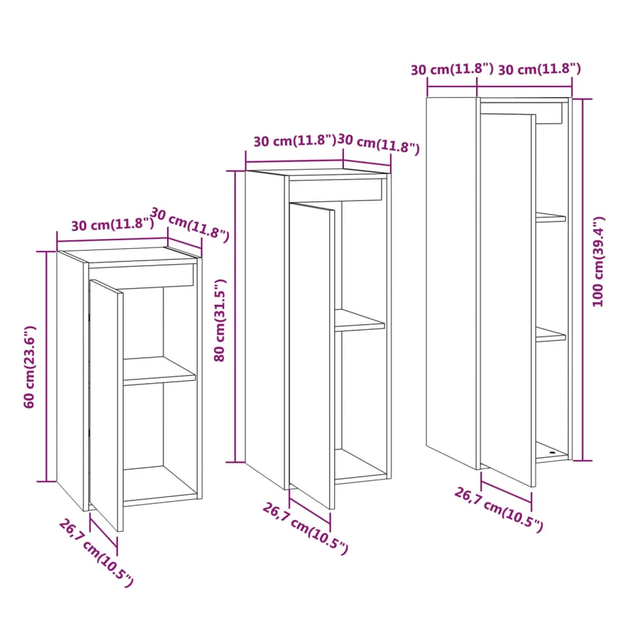 Meubles TV 3 pcs Blanc Bois massif de pin - 11