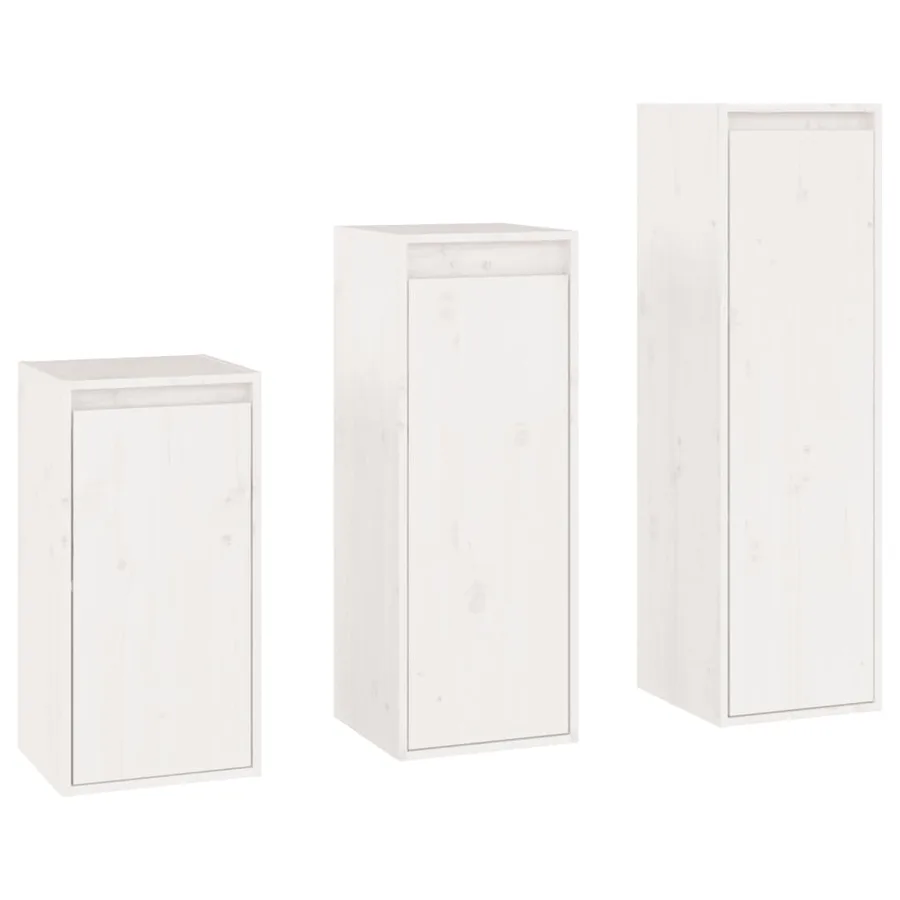 Meubles TV 3 pcs Blanc Bois massif de pin - 2