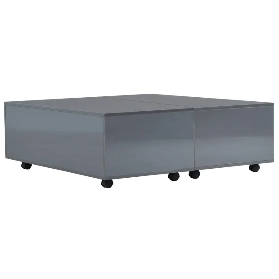 Table basse Gris brillant 100x100x35 cm - 2