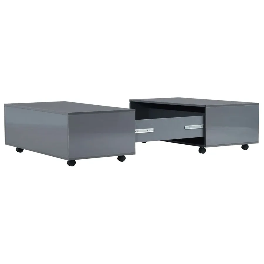 Table basse Gris brillant 100x100x35 cm - 3