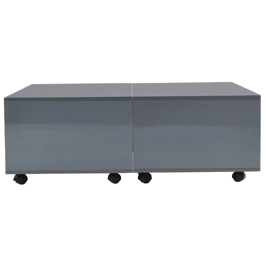 Table basse Gris brillant 100x100x35 cm - 4