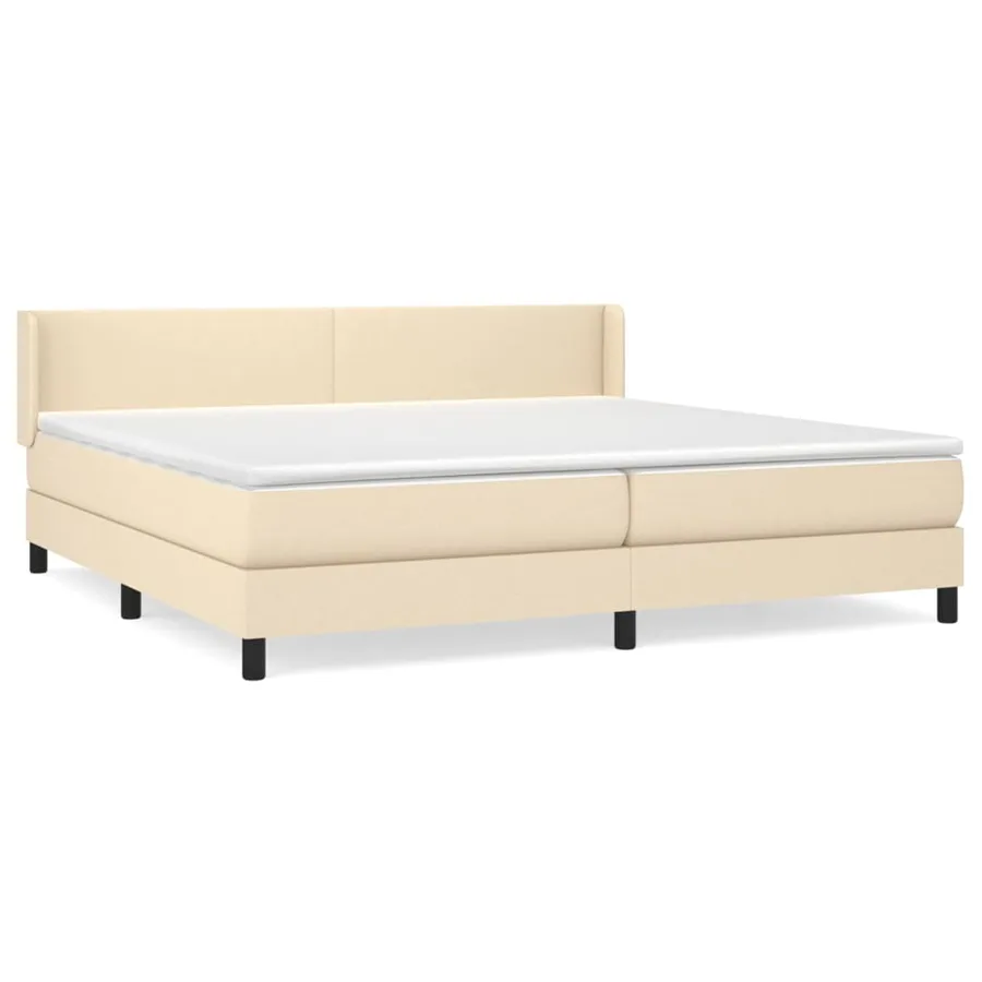 Sommier à lattes de lit avec matelas Crème 200x200 cm Tissu - 2
