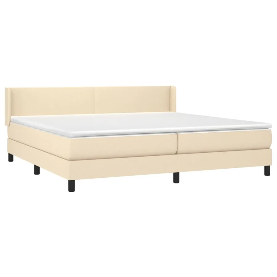 Sommier à lattes de lit avec matelas Crème 200x200 cm Tissu - 3