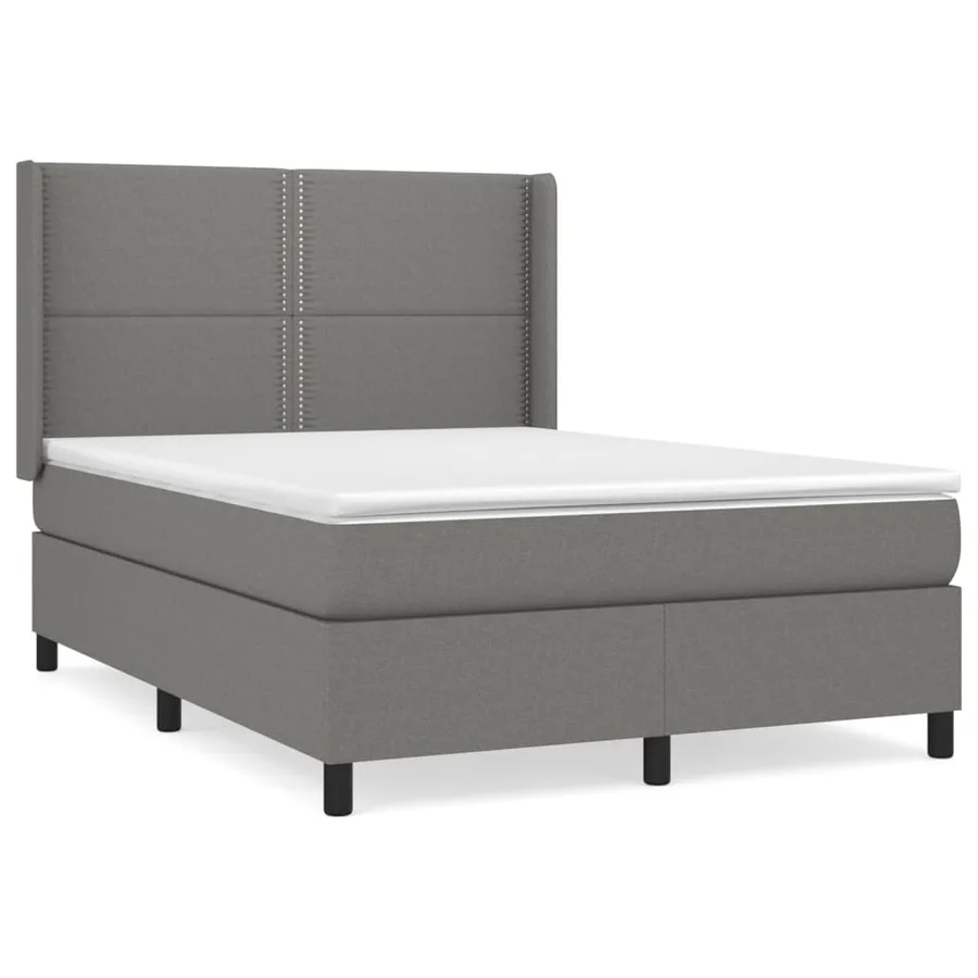 Sommier à lattes de lit avec matelas Gris foncé 140x190cm Tissu - 2