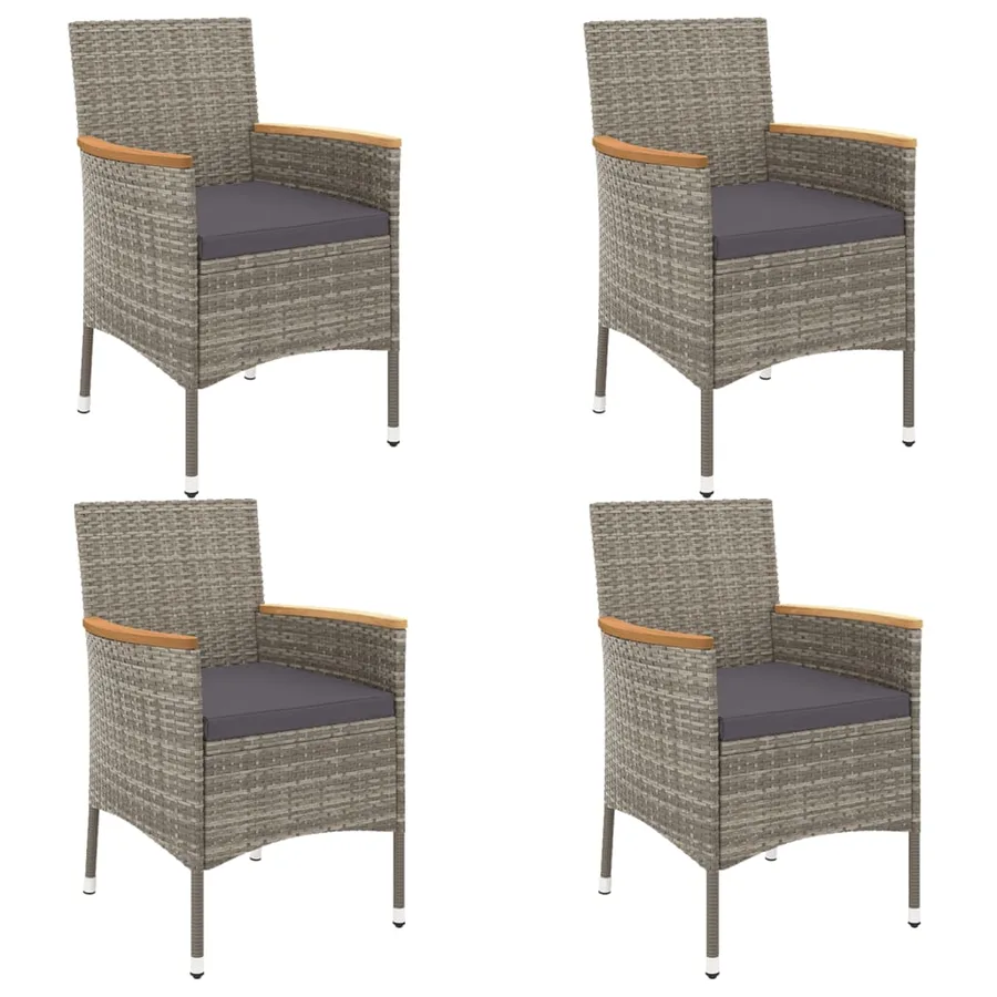 Ensemble de bistro de jardin 5 pcs coussins gris poly rotin - 3
