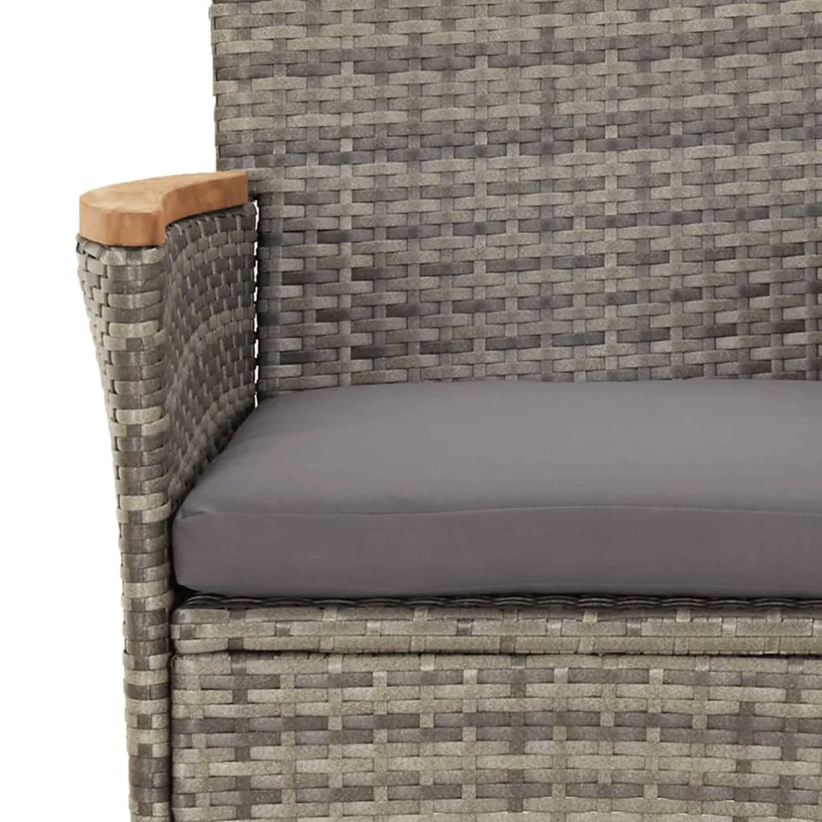 Ensemble de bistro de jardin 5 pcs coussins gris poly rotin - 6