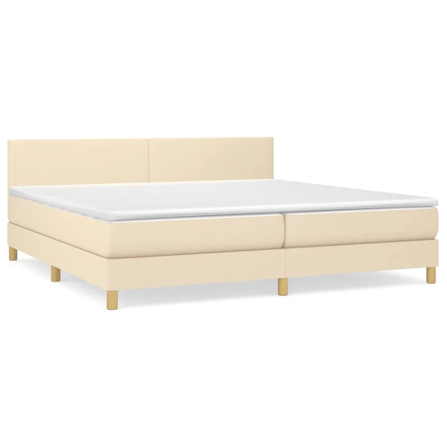 Sommier à lattes de lit avec matelas Crème 200x200 cm Tissu - 2