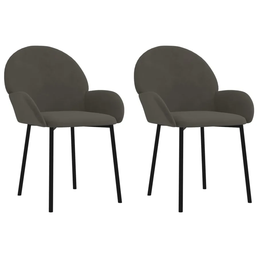 Chaises à manger lot de 2 Gris foncé Velours - 2