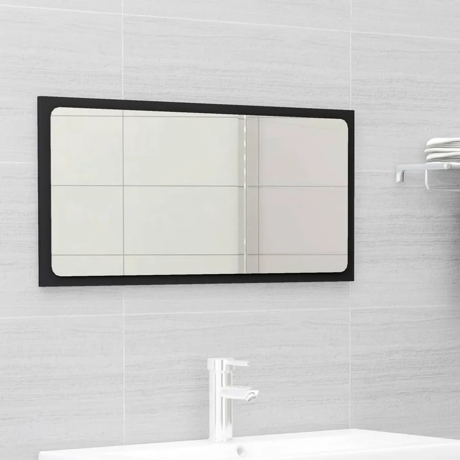 Ensemble de meubles de salle de bain noir bois d'ingénierie - 6