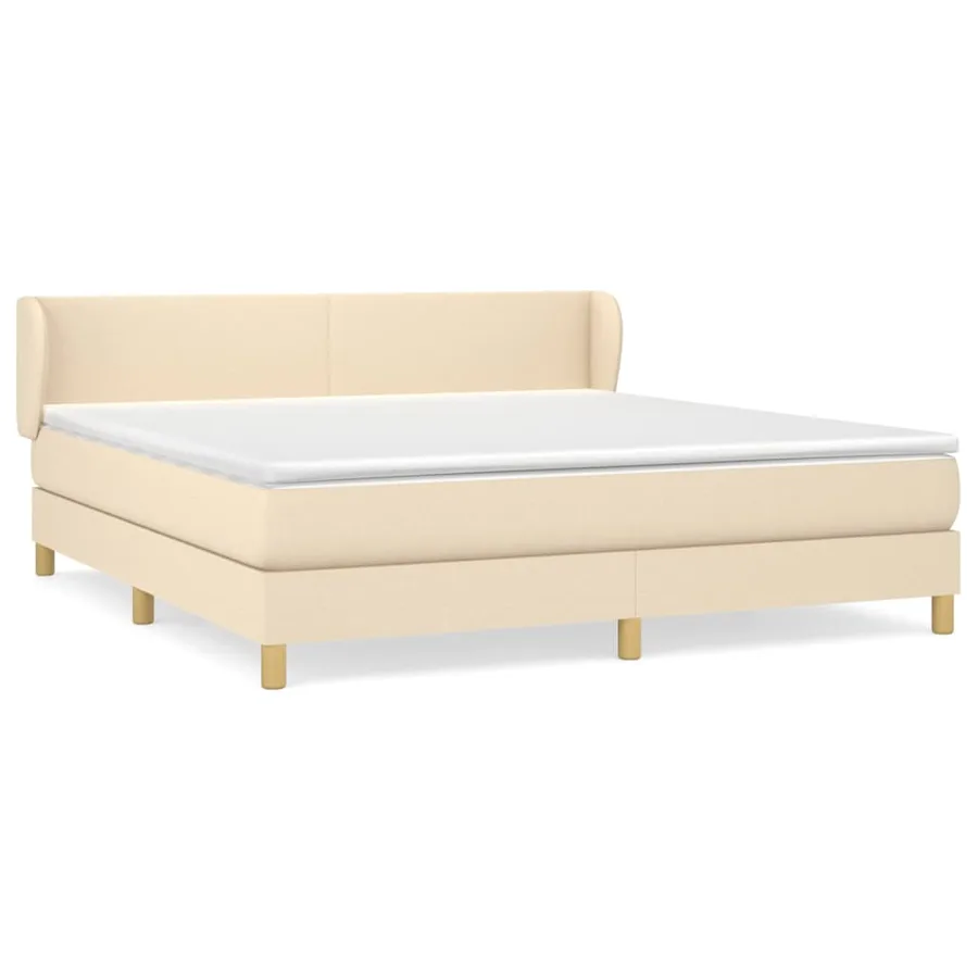 Sommier à lattes de lit avec matelas Crème 160x200 cm Tissu - 2