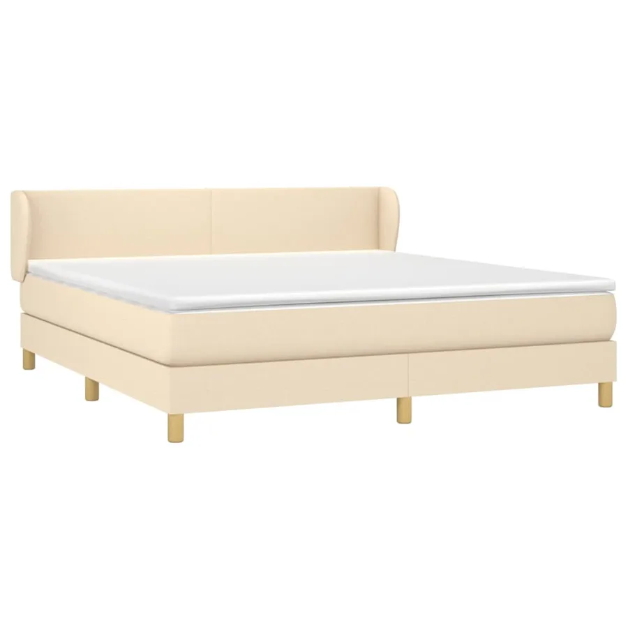 Sommier à lattes de lit avec matelas Crème 160x200 cm Tissu - 3