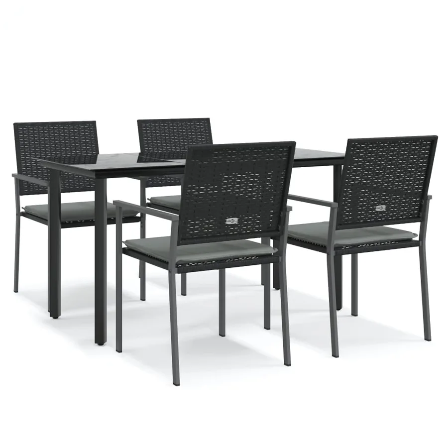 Ensemble à manger de jardin 5 pcs coussins résine tressée acier - 2