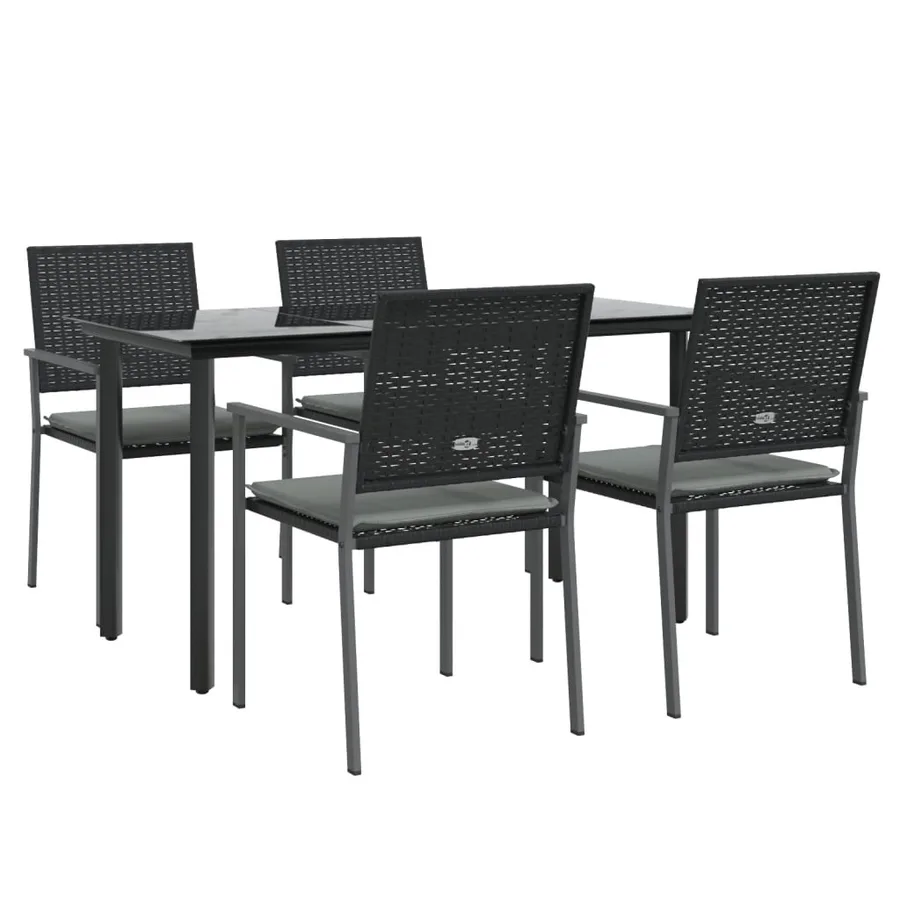 Ensemble à manger de jardin 5 pcs coussins résine tressée acier - 3