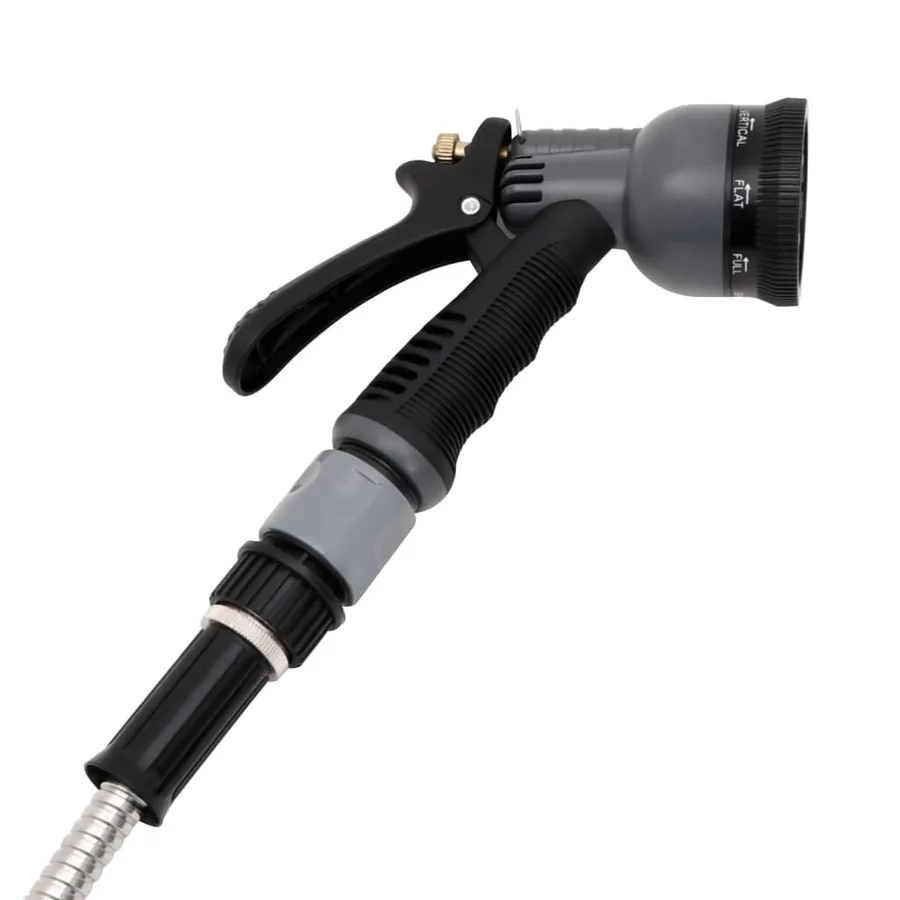 Tuyau d'arrosage buse de pulvérisation argenté 0,6" 30 m inox - 7