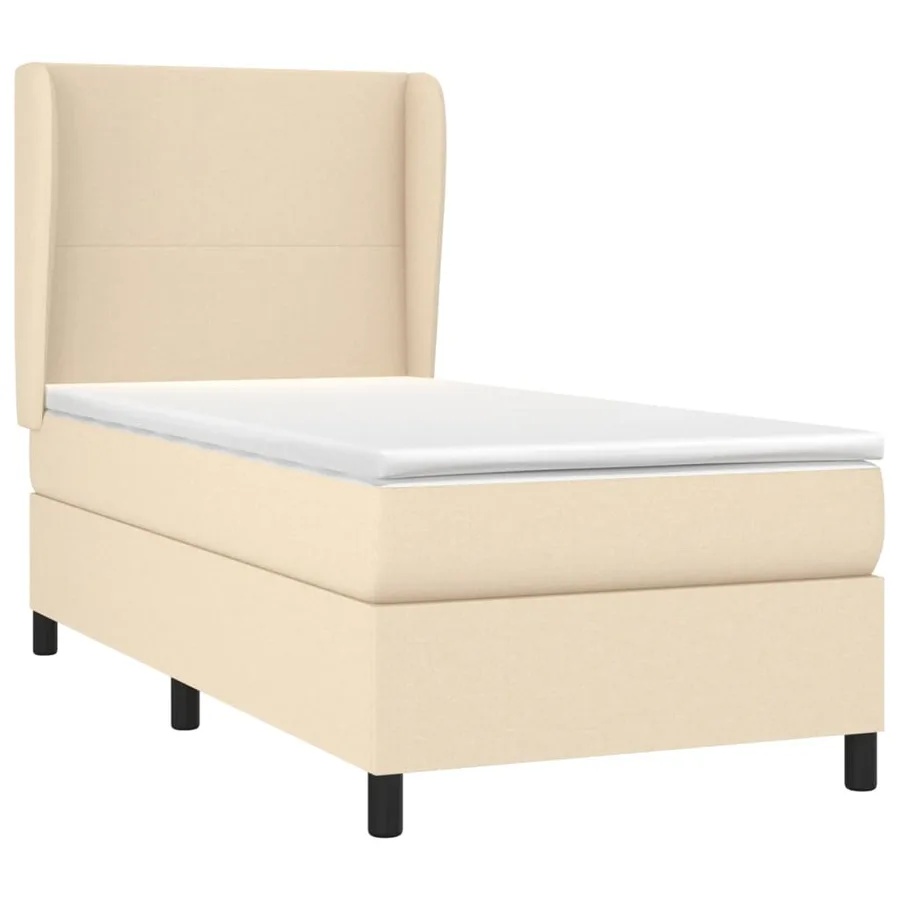 Sommier à lattes de lit avec matelas Crème 100x200 cm Tissu - 3