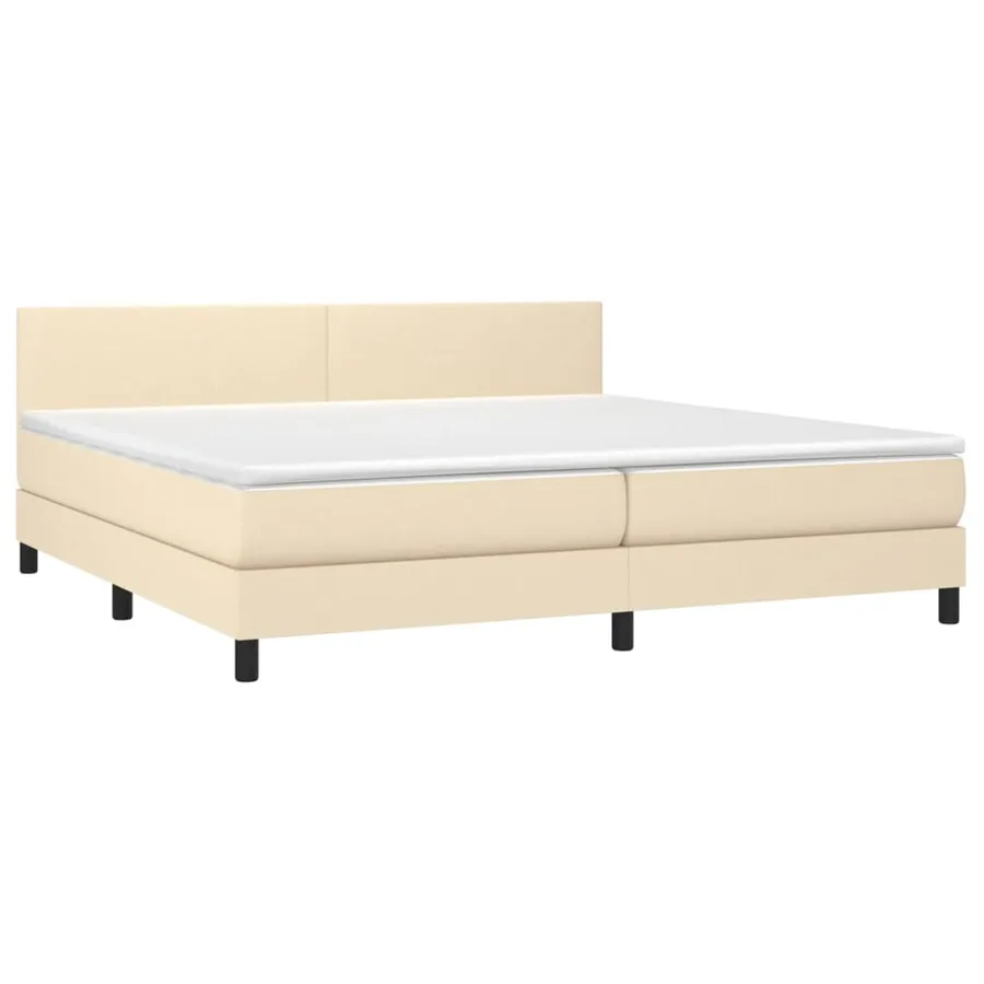 Sommier à lattes de lit et matelas et LED Crème 200x200cm Tissu - 3