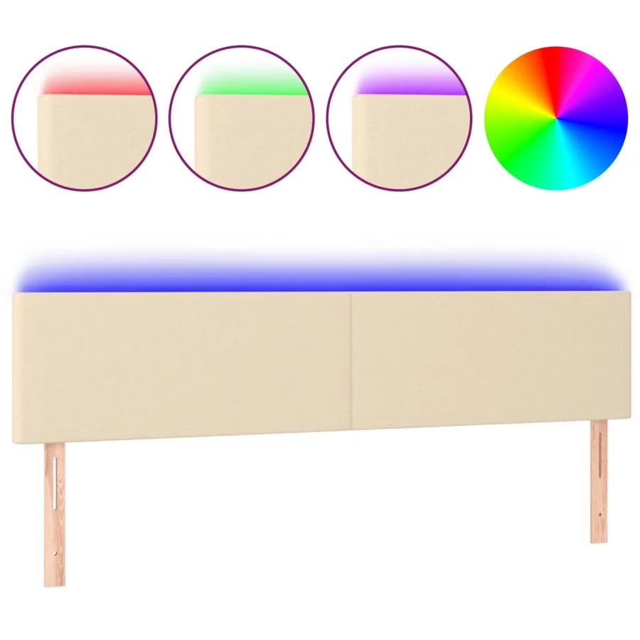 Tête de lit à LED Crème 200x5x78/88 cm Tissu - 2