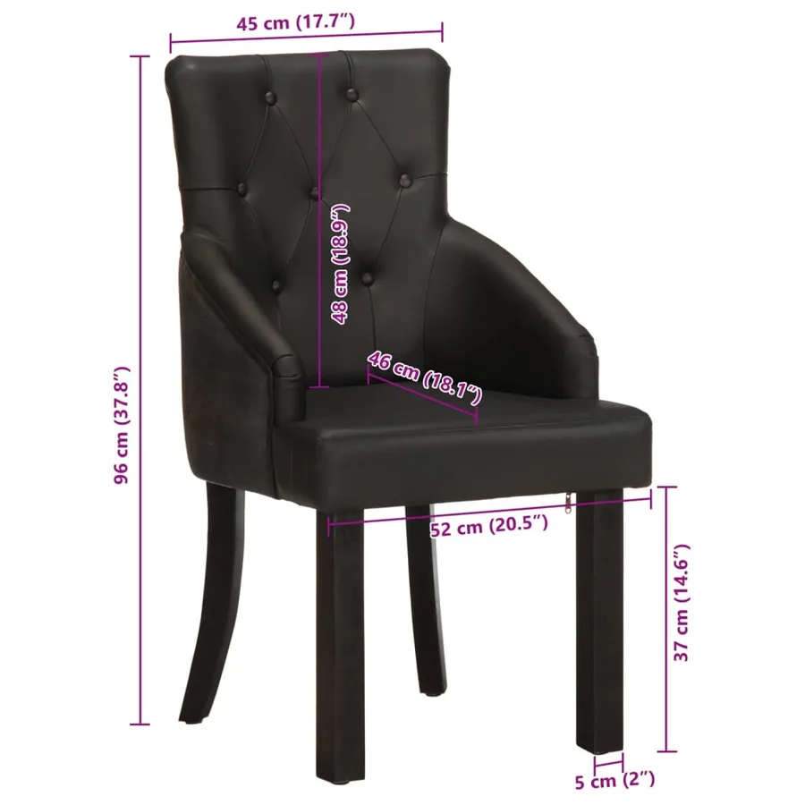 Chaises à manger lot de 2 noir cuir de chèvre véritable - 10