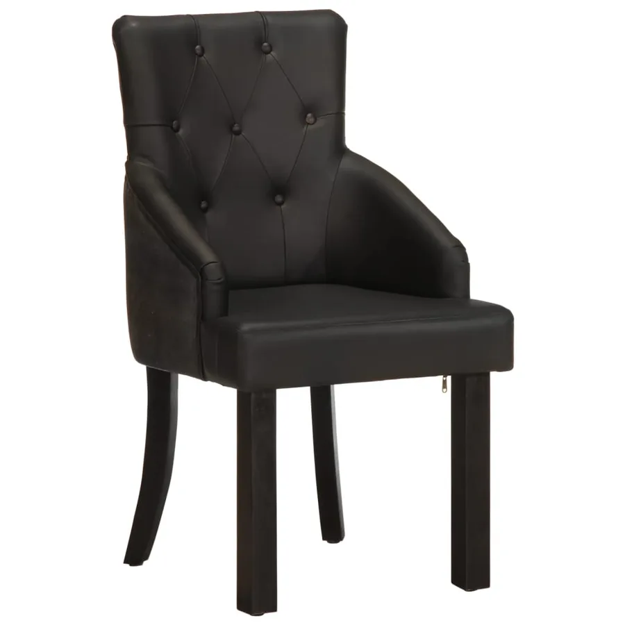Chaises à manger lot de 2 noir cuir de chèvre véritable - 2