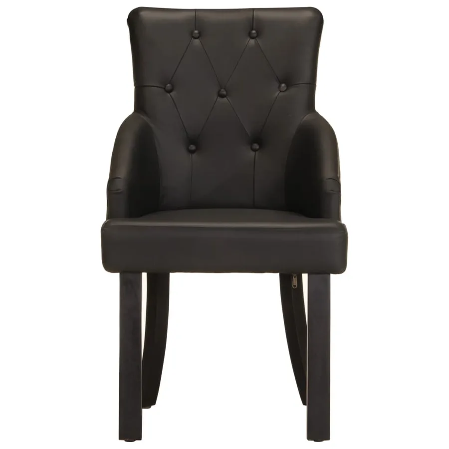 Chaises à manger lot de 2 noir cuir de chèvre véritable - 3