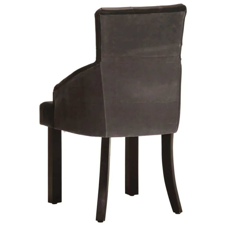 Chaises à manger lot de 2 noir cuir de chèvre véritable - 5