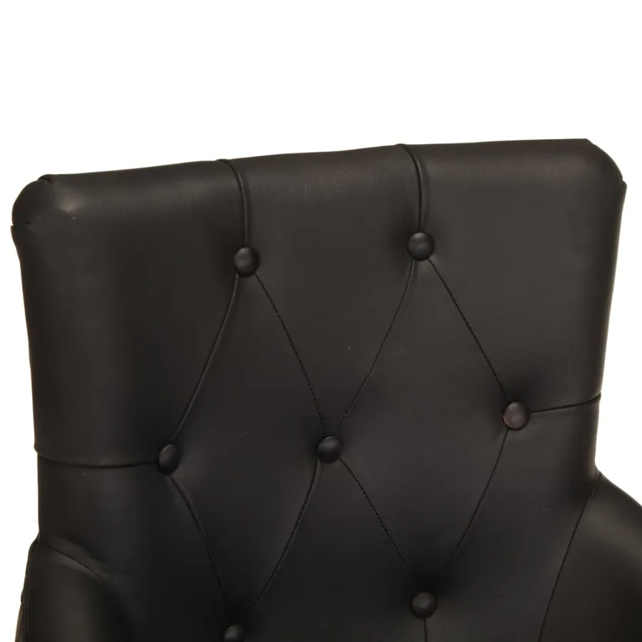 Chaises à manger lot de 2 noir cuir de chèvre véritable - 6
