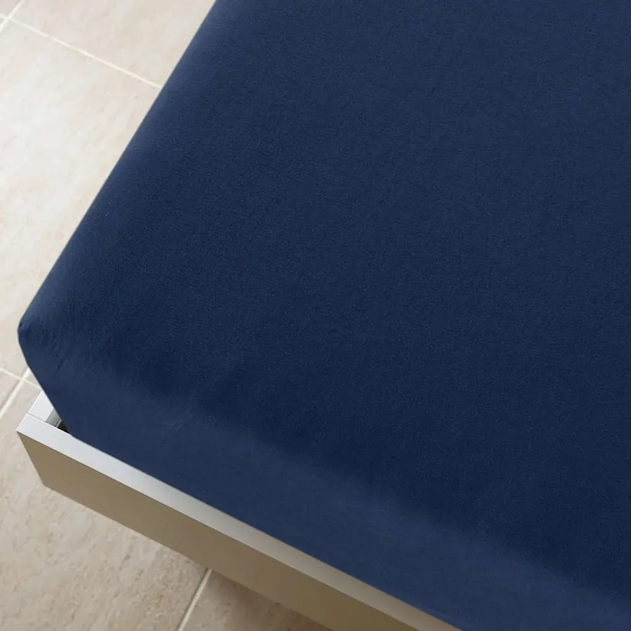 Draps-housses Jersey 2 pcs Bleu marine 100x200 cm Coton - 3