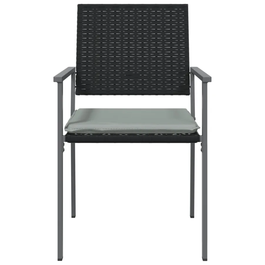 Chaises de jardin et coussins lot de 2 noir 54x62,5x89 cm rotin - 4