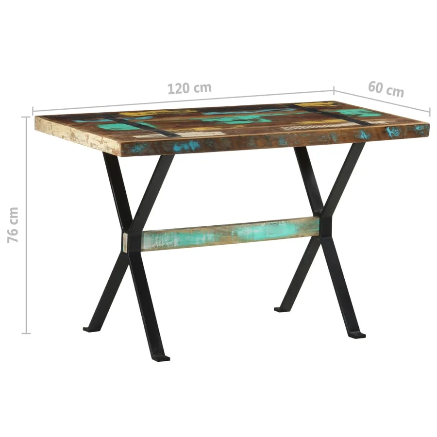Table à manger 120x60x76 cm Bois de récupération massif - 7