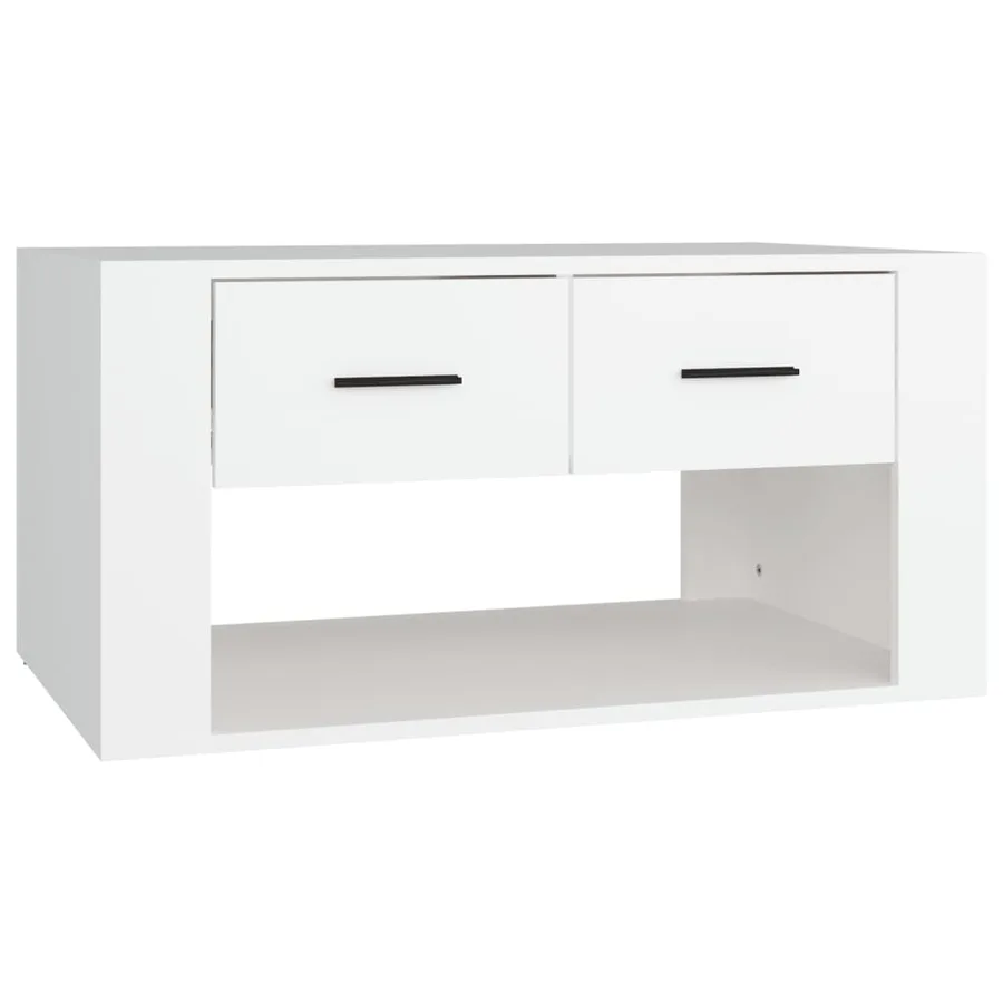 Table basse Blanc 80x50x40 cm Bois d'ingénierie - 2
