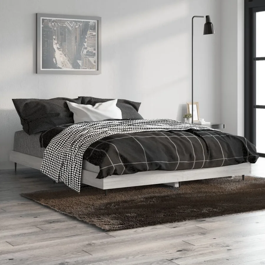 Cadre de lit sans matelas sonoma gris 140x190 cm - 4