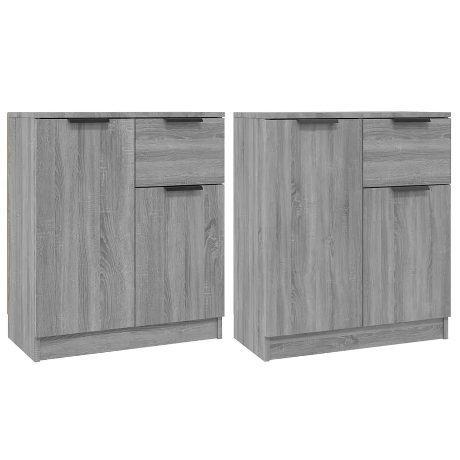 Buffets 2 pcs Sonoma gris 60x30x70 cm Bois d'ingénierie - 2