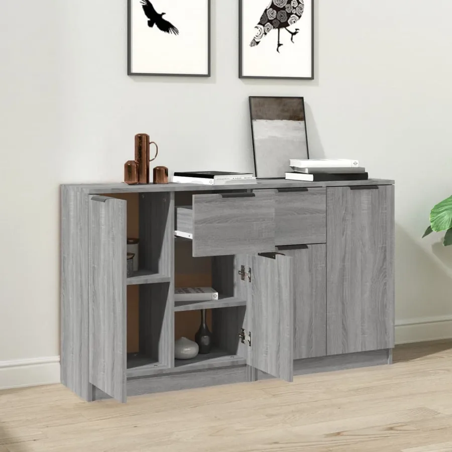 Buffets 2 pcs Sonoma gris 60x30x70 cm Bois d'ingénierie - 3