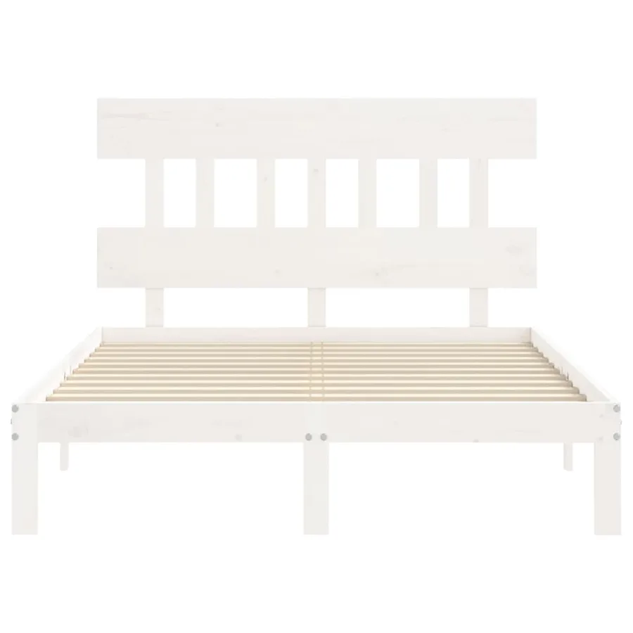 Cadre de lit sans matelas blanc bois de pin massif - 6
