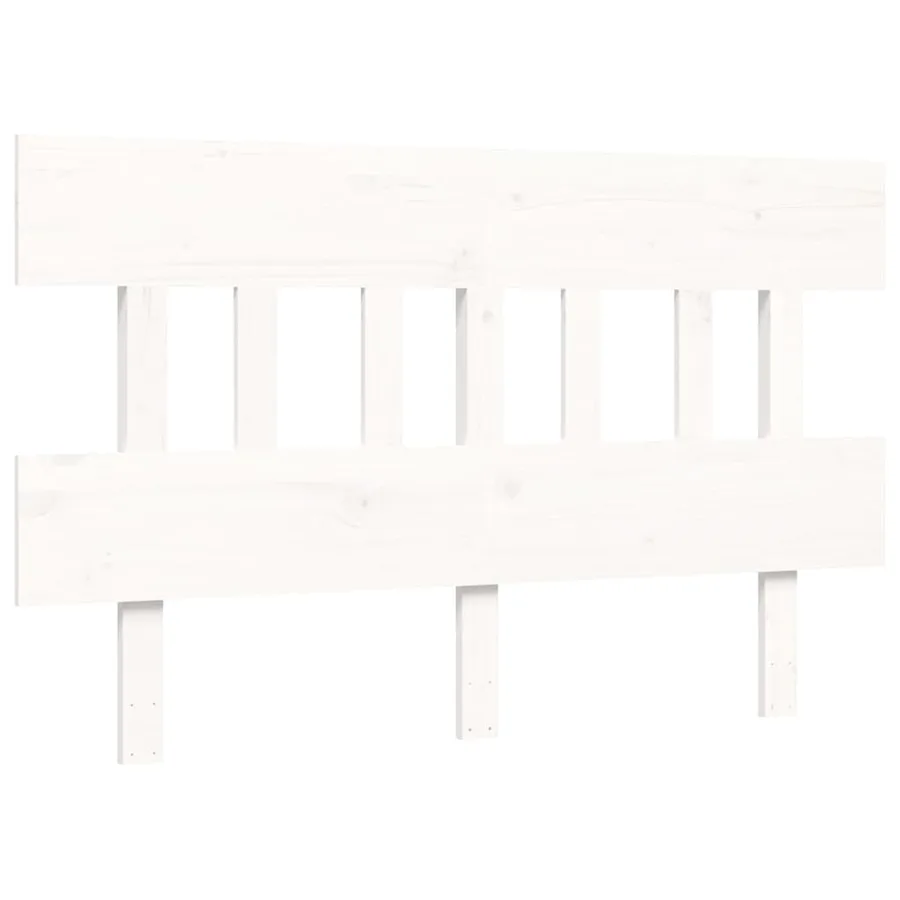 Cadre de lit sans matelas blanc bois de pin massif - 8