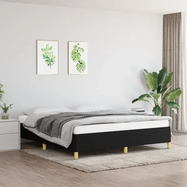 Cadre de lit sans matelas noir 180x200 cm tissu