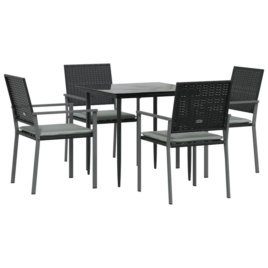 Ensemble à manger de jardin 5 pcs coussins résine tressée acier - 3