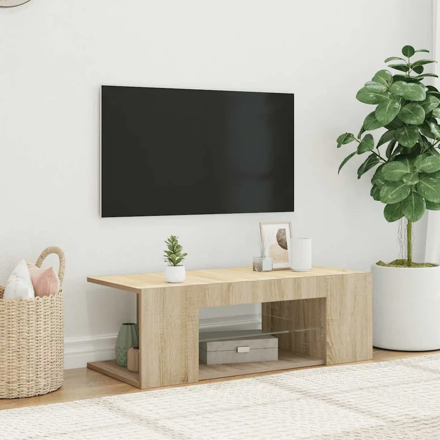 Meuble TV avec lumières LED chêne sonoma 90x39x30 cm