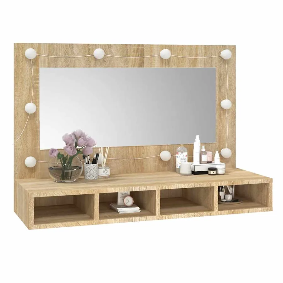 Armoire à miroir avec LED Chêne sonoma 90x31,5x62 cm - 11