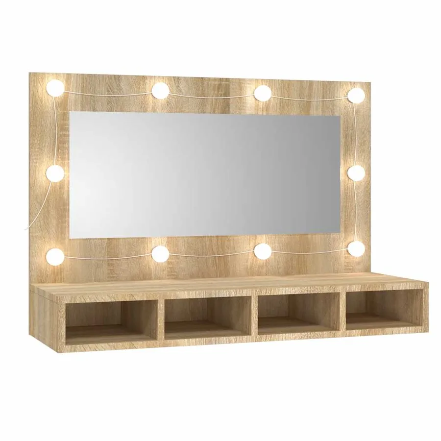 Armoire à miroir avec LED Chêne sonoma 90x31,5x62 cm - 2
