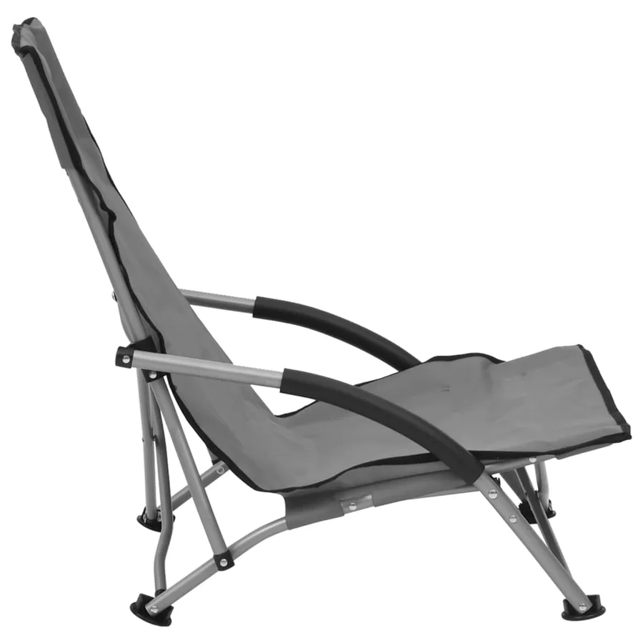 Chaises de plage pliables lot de 2 Gris Tissu - 4