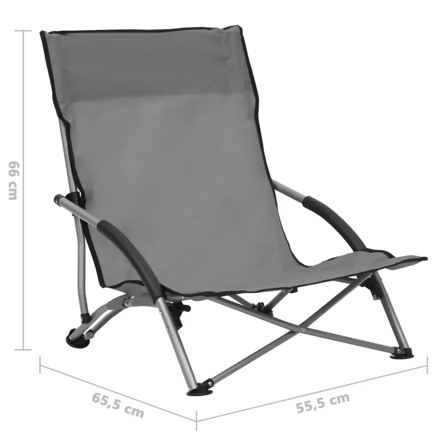 Chaises de plage pliables lot de 2 Gris Tissu - 8