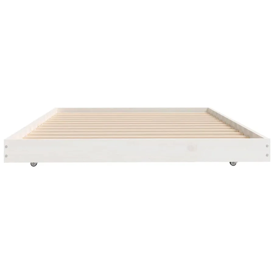 Cadre de lit sans matelas blanc 100x200 cm bois de pin massif - 6