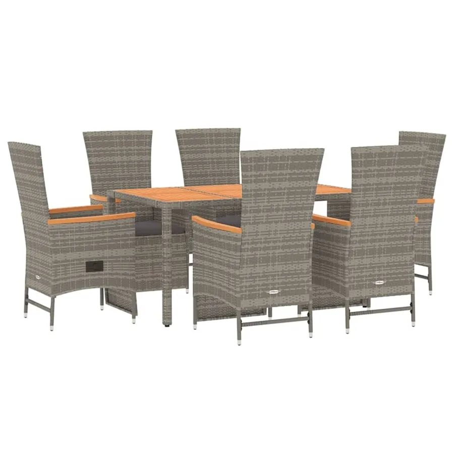 Ensemble à manger de jardin et coussins 7 pcs gris rotin - 3