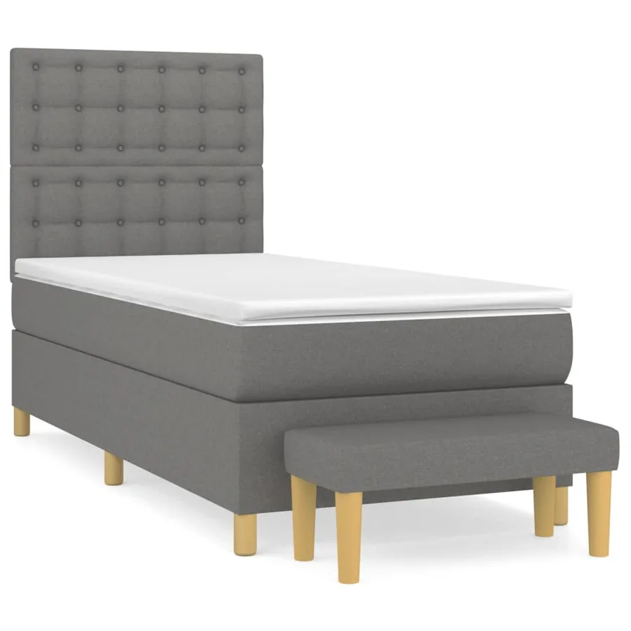 Sommier à lattes de lit avec matelas Gris foncé 100x200cm Tissu - 2