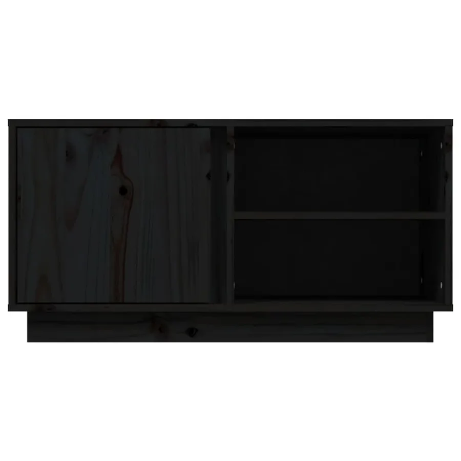 Meuble TV Noir 80x35x40,5 cm Bois de pin massif - 6