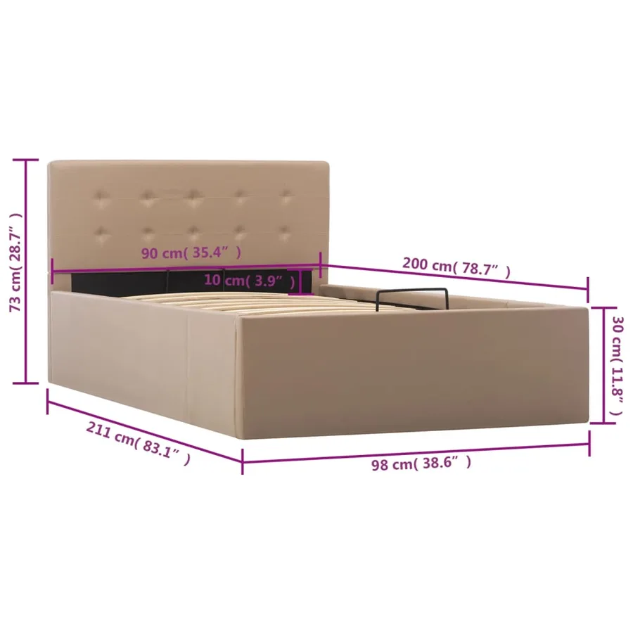 Cadre de lit à rangement Cappuccino Similicuir 90x200 cm - 10