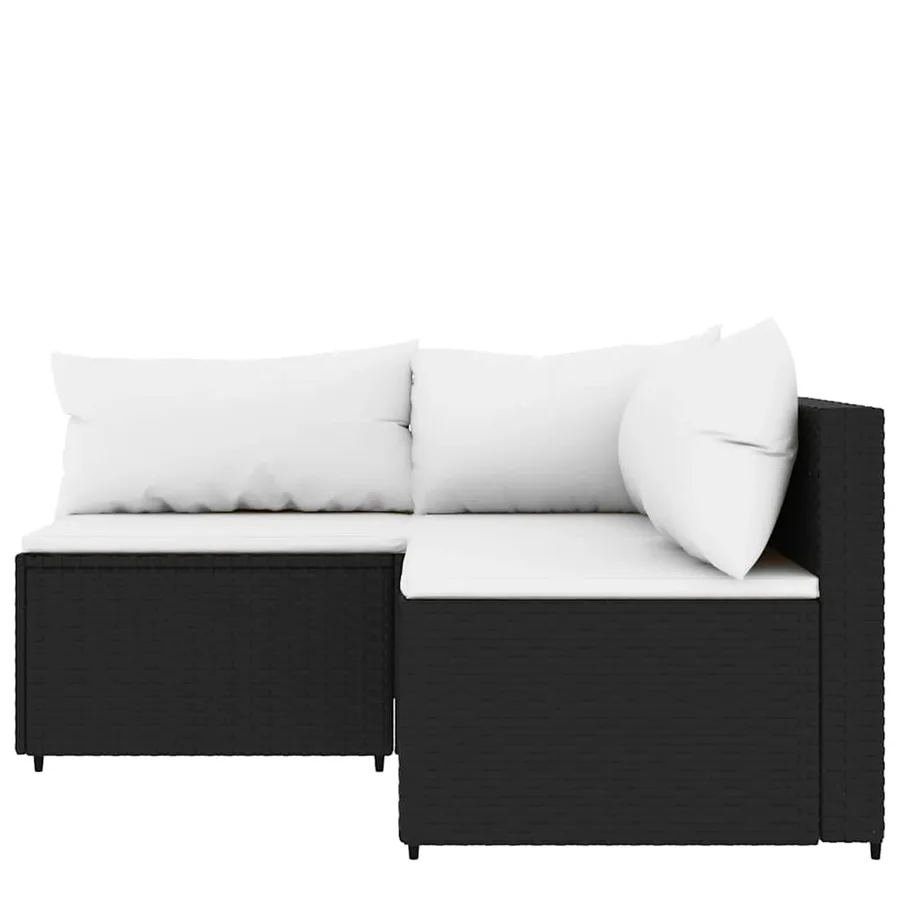 Salon de jardin 3 pcs avec coussins Noir Résine tressée - 3