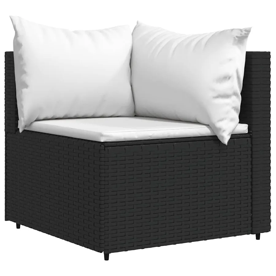 Salon de jardin 3 pcs avec coussins Noir Résine tressée - 4